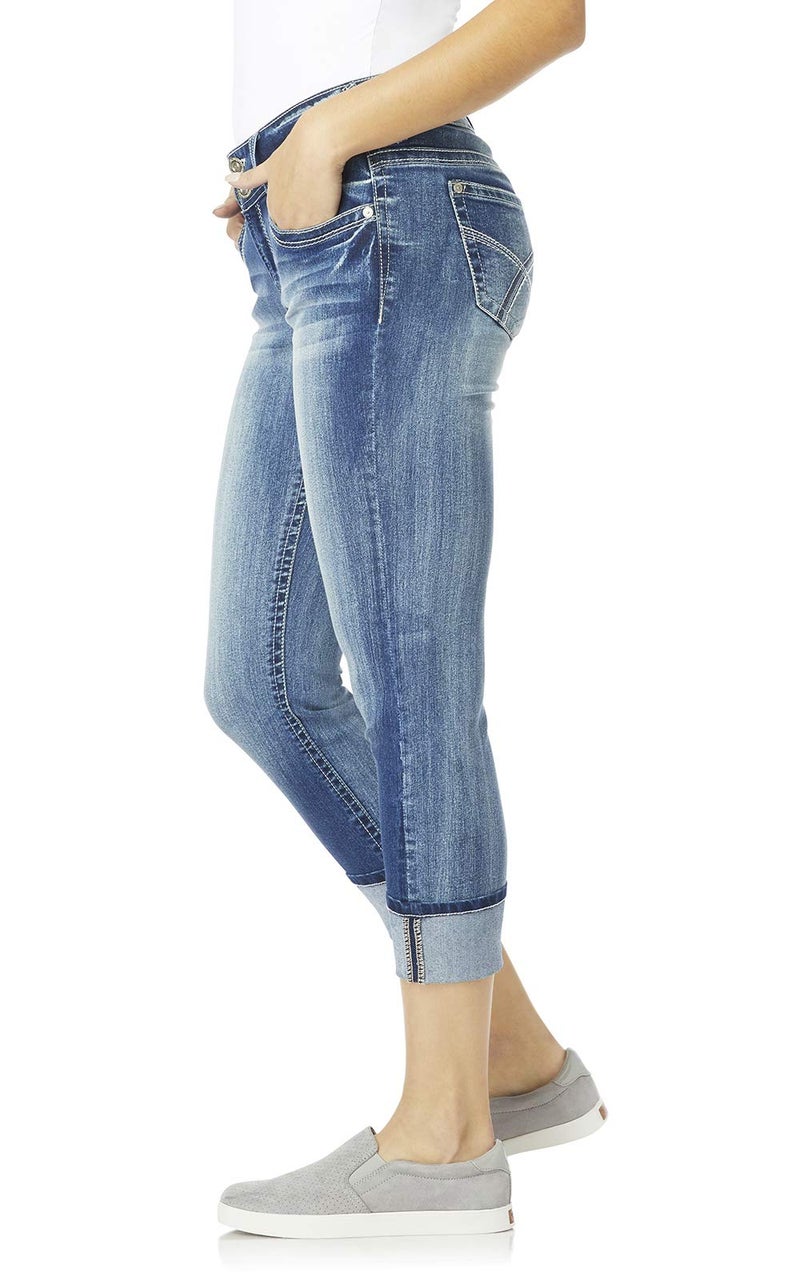 WallFlower Luscious Curvy 23.5â€ Mid-Rise Cropped Jeans for Women, Insta Stretch Denim in Petite, Midsize, Plus Size, Juniors Jeans - Jenna, 11 - Image 3